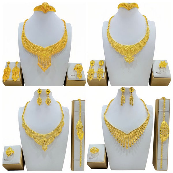 Classy Dubai Gold Jewelry Set - Elevate Your African Wedding Ensemble