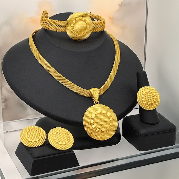 Dubai Gold jewelry set, Nigeria wedding jewelry set,Bridal jewelry set 4pcs