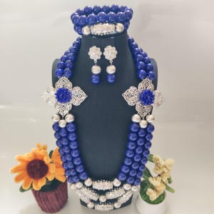 Blue bead jewelry set,glass jewelry set, Prom jewelry set,fashion bride necklace set