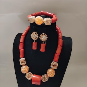 African women wedding jewelry  set,African coral bead necklace set