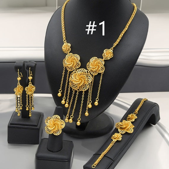 Luxury Dubai Gold Necklace Jewelry Set African Wedding Necklace Jewelry Set in 4 Pieces Etsy Canada