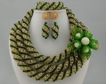 Quality African Beads Jewelry Set, Nigerian Wedding Jewelry Set