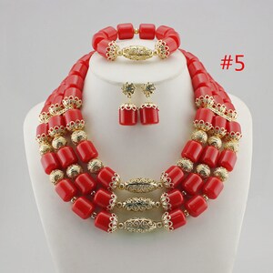 5 Row Nigerian Beads Jewelry Set – African Necklace, Bracelet & Earrings For Wedding, Party, Traditional Wear