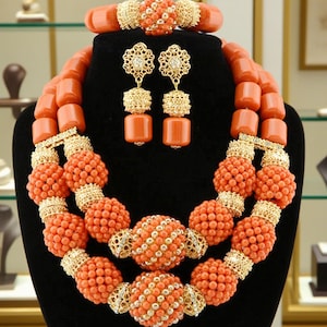 African Beads Jewelry Set in Beads Bride Jewelry, Nigerian Wedding Jewelry Set