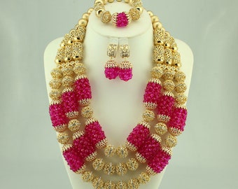 Luxury African Beads Jewelry Set, Bride Jewelry for Nigerian Wedding