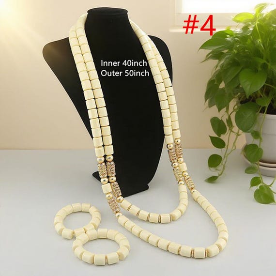 5-Row African Bead Jewelry Set – Necklace, Bracelet, Earrings For Wedding & Festive Occasions - View #12