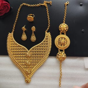 Buy Gold Jewelry Set 18K Gold Jewelry Set Trendy Jewelry Set Party Jewelry Set Wedding Jewelry Earning necklace pendant Jewelry Sets Online in India Etsy