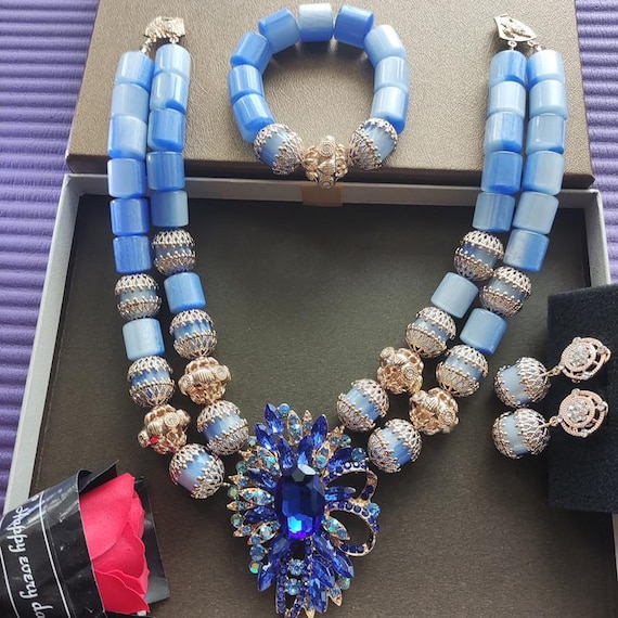 Stunning Wedding Jewelry Set, Party Necklace Earrings Set, African