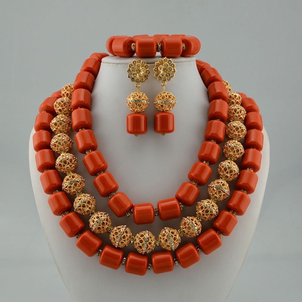 Custom-Made Jewelry Set for African Wedding Party - Nigerian Wedding Jewelry Set