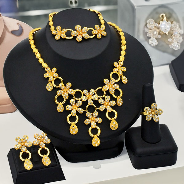 Gold jewelry set,Nigeria fashion wedding jewelry set, Gold plated jewelry set