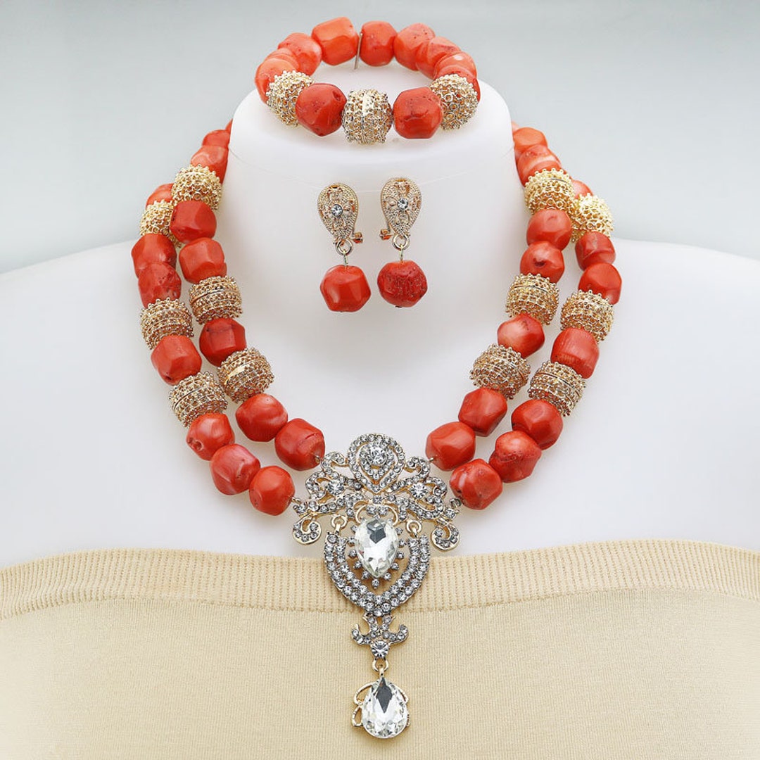 Coral necklace set deals