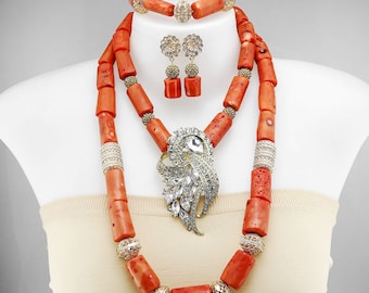 African wedding necklace jewelry/African coral bead jewelry /Tradtional nigerian wedding jewelry