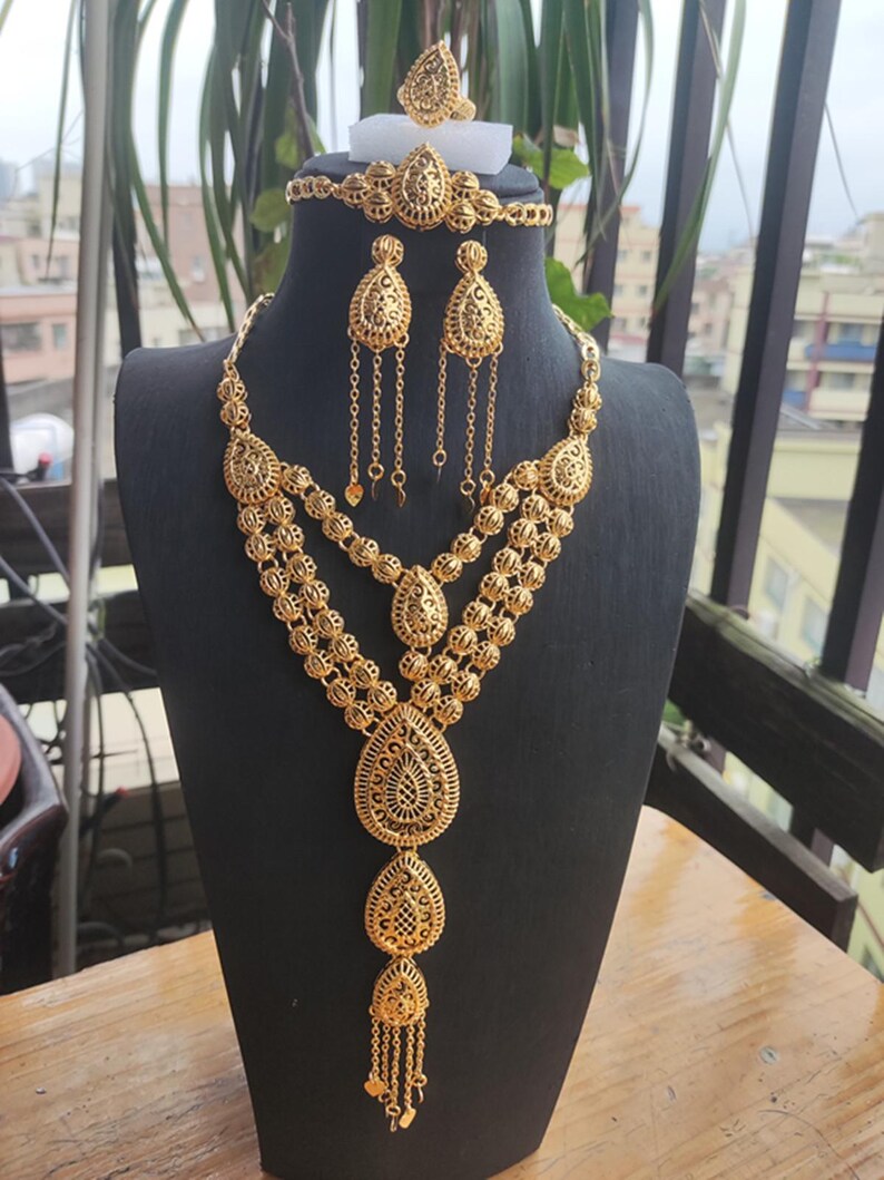 Prom Set Gold Color Jewelry Set, Prom Necklace Set, Party Jewelry Set - Etsy