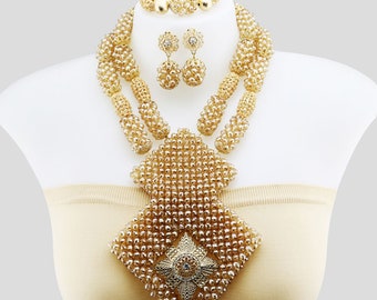 Nigerian wedding jewelry in 3pcs/set, fashion africa custom made wedding jewelry