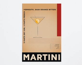 Print Retro Martini Poster | Retro Posters | Vintage Prints | Wall Art | Vintage Advertising | Vintage Art Prints | Wall Decor