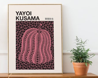 Yayoi Kusama Pumpkin, Inspired Print, Wall Art, Yayoi Kusama Poster, Digital Print Set, Yayoi Kusama Print, Pink