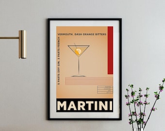 Martini vintage poster print A4 Size
