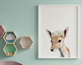 Deer Nursery Art Print: Baby Animal Portrait (Digital Download)