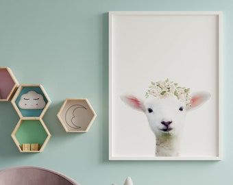 Lamb Nursery Art Print: Baby Animal Decor (Digital Download)