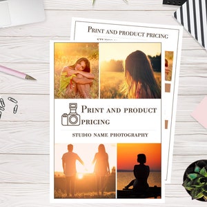 Photography pricing template, photography pricing board, photography price template, Photography Marketing board, Psd template, social media