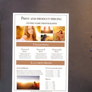 Photography pricing template, photography price template, photography pricing board, Photography Marketing board, Psd template, social media