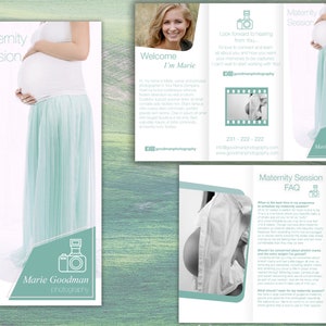 Maternity Photography Trifold Brochure Template,  Photography price template, Welcome Guide, Flyer, Photography Pricing Guide