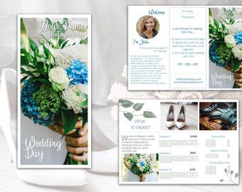 Wedding Photography Trifold Brochure Template, Photography price template, Welcome Guide, Flyer, Photography Pricing Guide