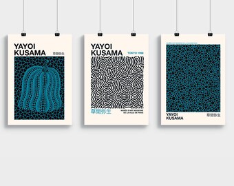 Yayoi Kusama Inspired Set of 3 Prints, Gallery Wall Set, Yayoi Kusama Poster, Digital Print Set, Yayoi Kusama Print