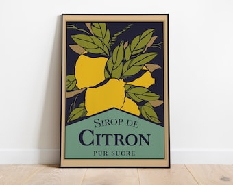 Vintage Lemons Art Print: Retro Kitchen Wall Decor (Digital Download)