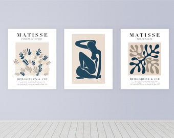 Matisse Print Set of 3, Blue Nude, Berggruen, Abstract, Wall Art, Henri Matisse, Exhibition Poster, Gallery Wall Set, Digital Poster