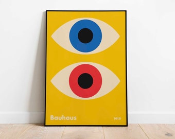 Bauhaus Eyes Poster: 1919 Minimalist Print (Digital Download)