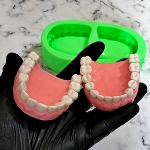 SHINE 3D Dentures silicone mold for Resin-handicrafts-Clay-Jewelry-wax-soap inserts-jaws teeth dentures-false teeth-halloween-tooth jaws