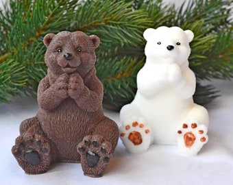 Molde para velas perfumadas de oso polar, paquete de 2 moldes de oso,  moldes para hacer velas de oso, moldes de silicona para decoración del  hogar