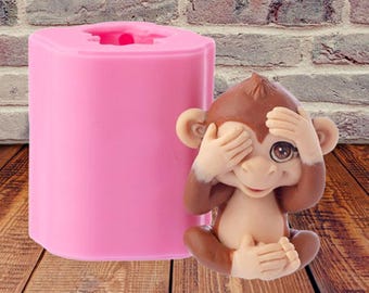 Monkey Silicone Mold: Animal Resin, Soap, Candle Making