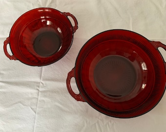 Depression Anchor Hocking Coronation Royal Ruby Red Bowls Set 9 PCS Circa 1936