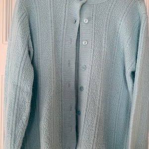 Vintage Cuddle Knit Wintuk Cardigan - Blue