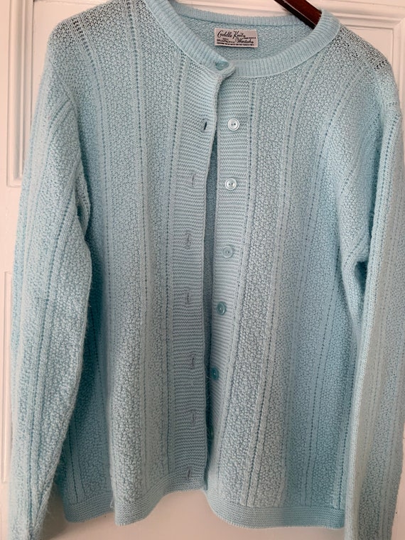 Vintage Cuddle Knit Wintuk Cardigan - Blue