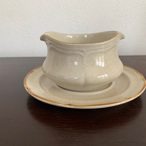 Vintage Hearthside The Classics Stoneware Gravy Boat and Saucer - Japan