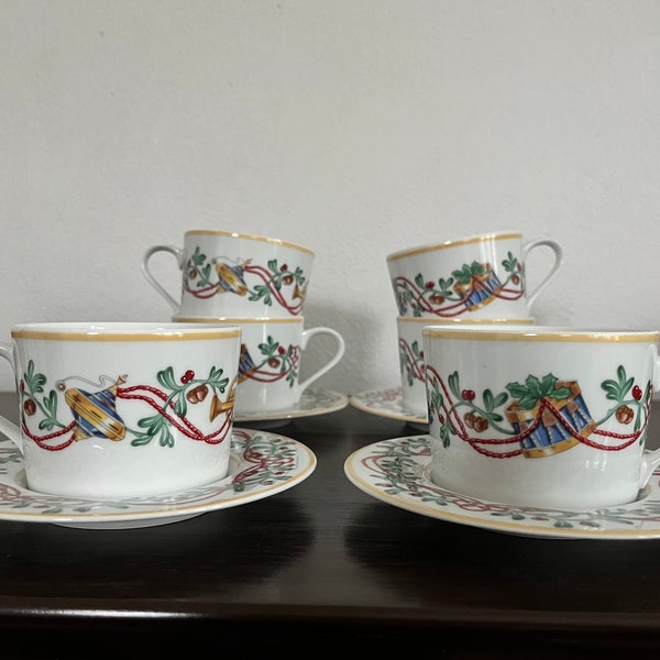 Block Spal Whimsy Christmas 6 Tea/Coffee Cups and 4 Saucers Set