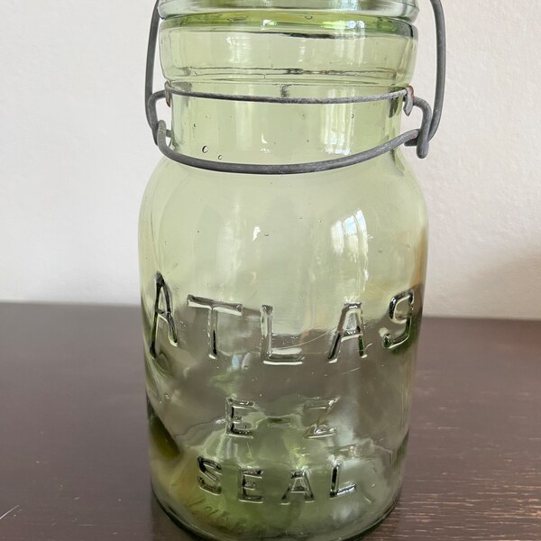 Vintage Atlas E-Z Seal Canning Jar Green