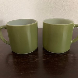Federal Glass Milk Glass Mugs - Avocado Green - Set of Two (2)