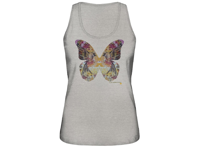Cross Painting Ladies Organic Tank Top Butterfly Transfer Print