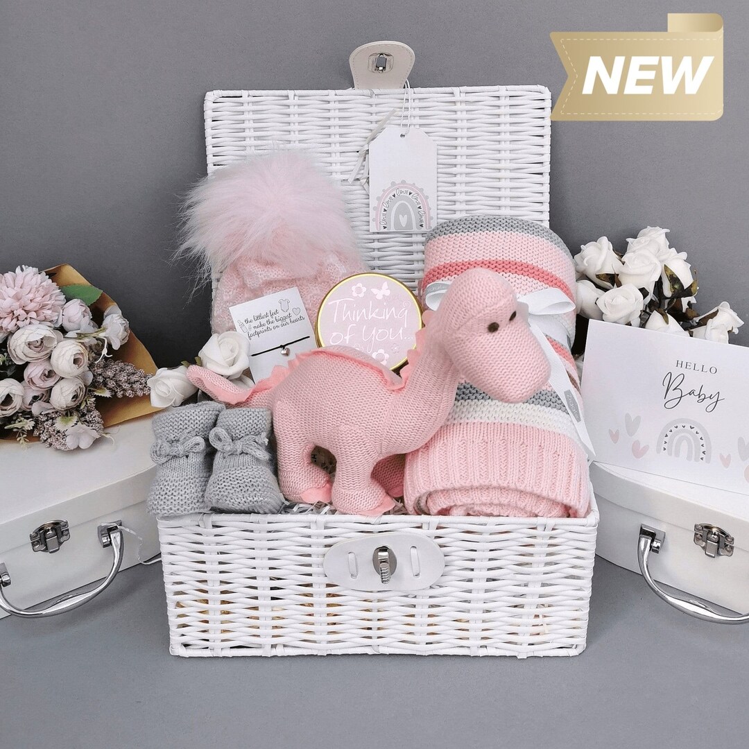Luxury New Baby Girl Hamper Basket, Organic Baby Hamper, Bumbles and