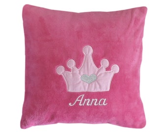 Cuddly pillow Crown Super Velcro pink with Name
