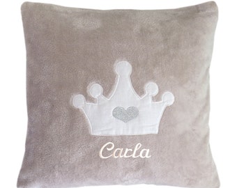 Cuddly Pillow crown Super Velcro sand with Name
