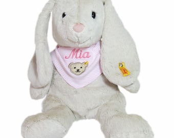 Hoppie Bunny with wish name on scarf Pink