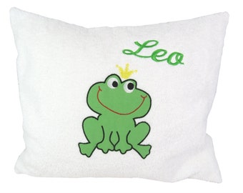 Cuddly pillow "Kiss Me" frog with wish name