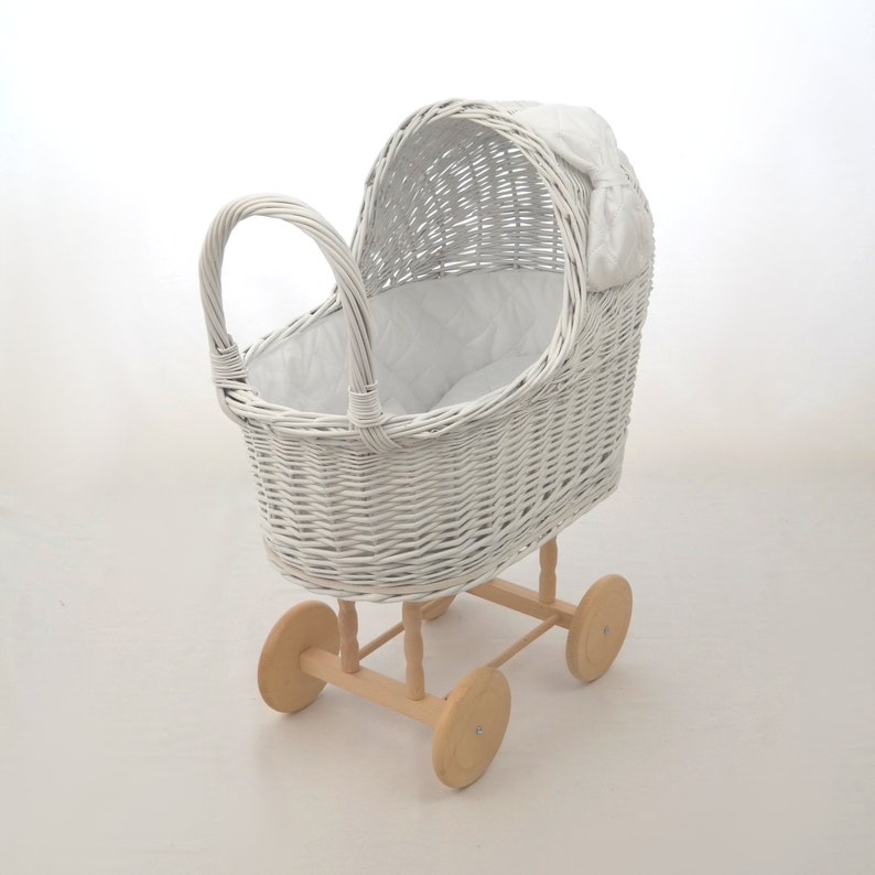 wicker toy pram