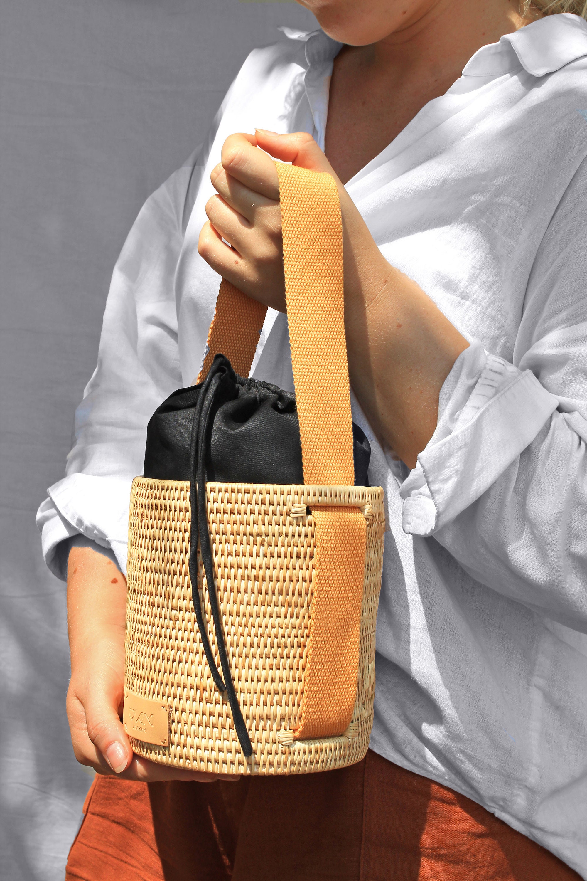ANUNA Handwoven Rattan Bucket Bag Handmade Wickerbag Gift | Etsy
