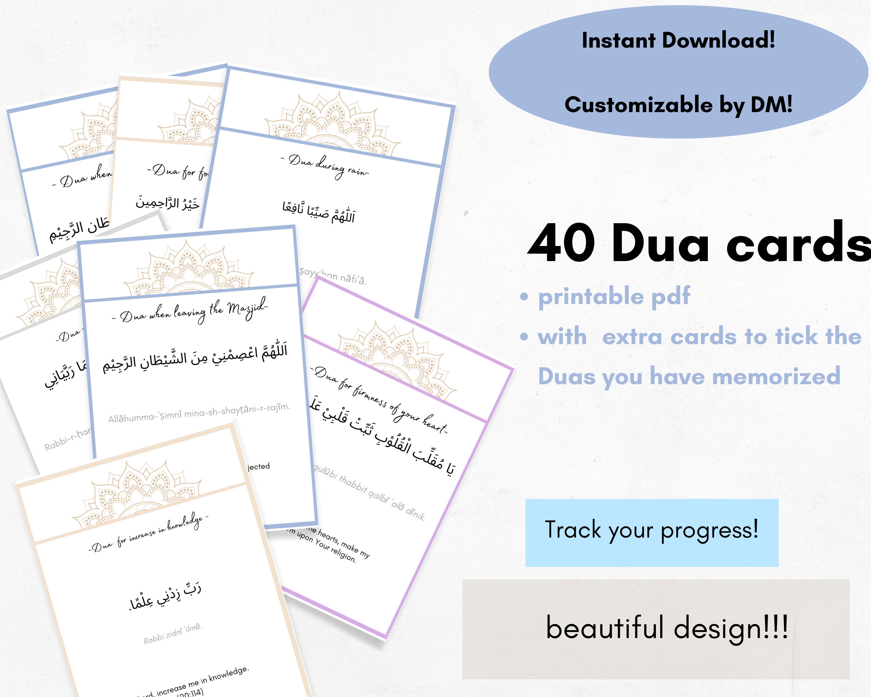 40 Dua Cards to Print, Digital Download, Everyday Duas and Quranic Duas ...